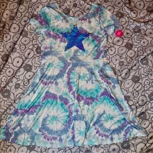 Girl’s The Children's Place Tie-Dye Dress - Blue and Purple Sequins NWT Size XXL
